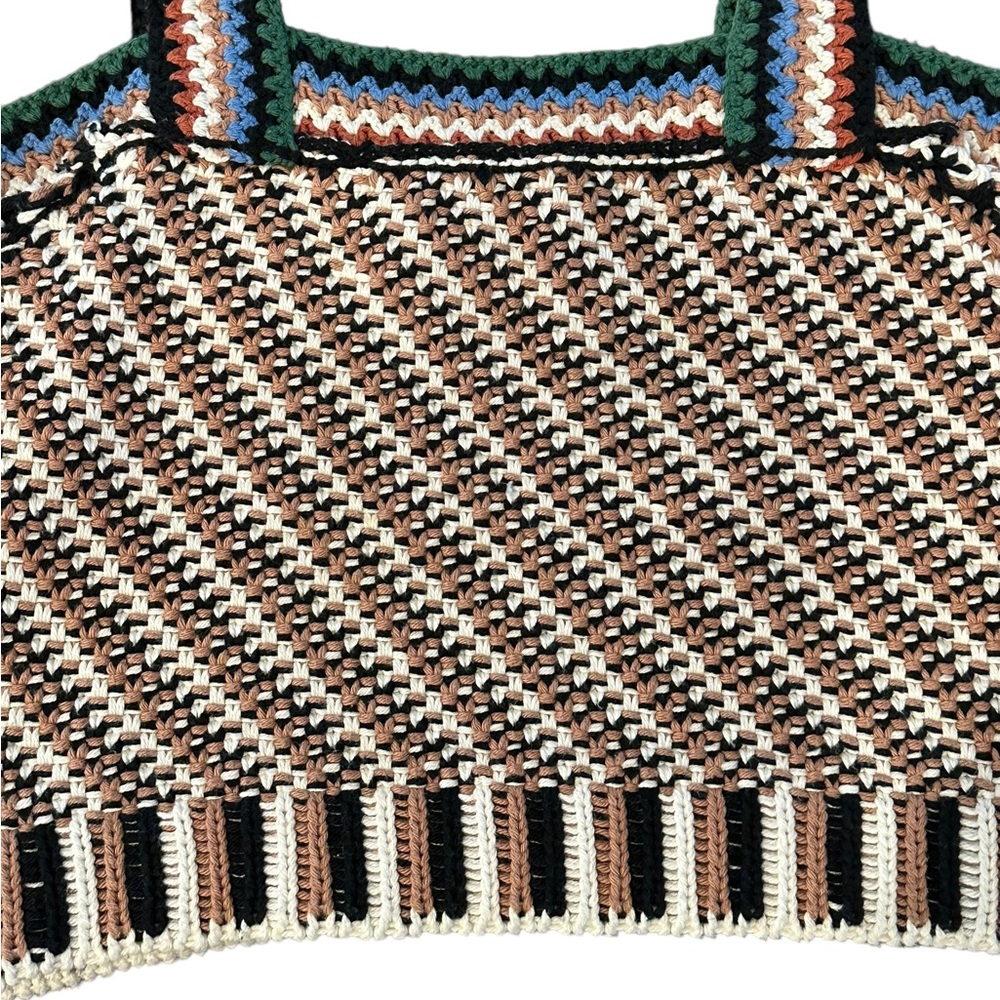 Veronica Beard Livina Woven Knit Sweater Stripe Diagnol Geometric Tank Top Small - Picture 8 of 16